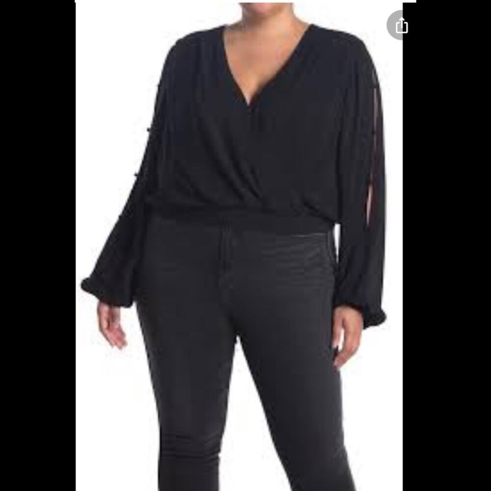 NWT good American black crop longsleeve top 2